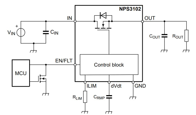 Application Circuit Diagram - Nexperia NPS3102 Resettable eFuses